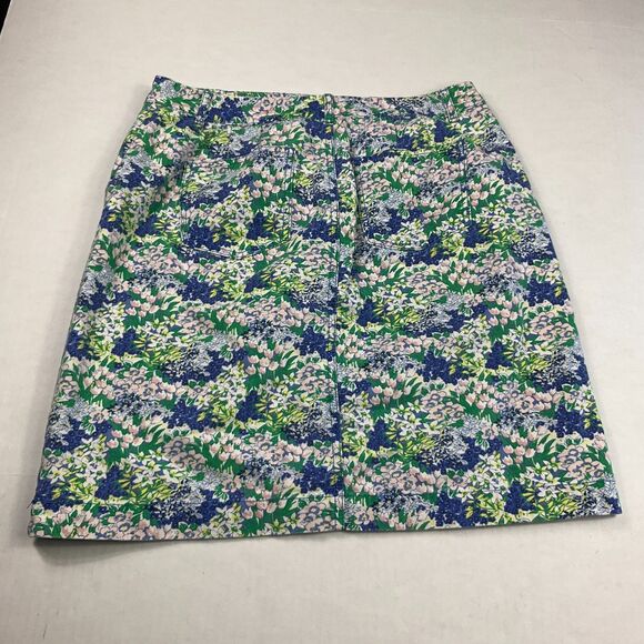 Talbots Floral Pencil Skirt Vibrant Garden Print Career Classic Cotton Size 4 - Picture 8 of 9